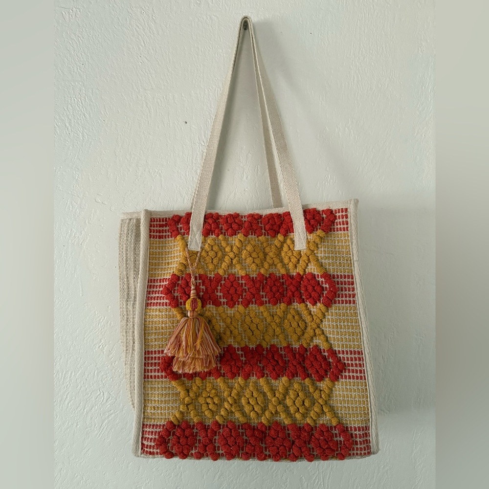 Universal Thread Red and Yellow Woven Tote